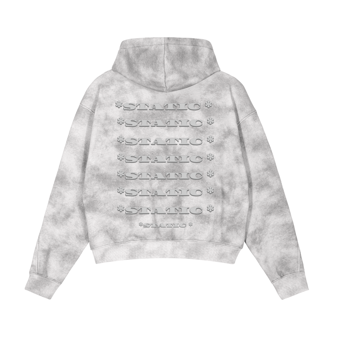* STATIC * Dirty Washed Boxy Zip-up Fleece Hoodie