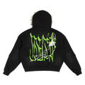 * STATIC * Sun Fade Boxy Detachable Fur Hoodie