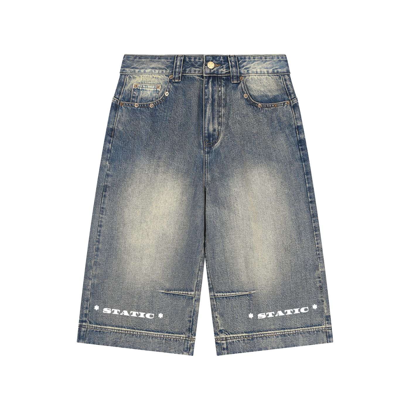 * STATIC * Vintage Wash Baggy Denim Shorts
