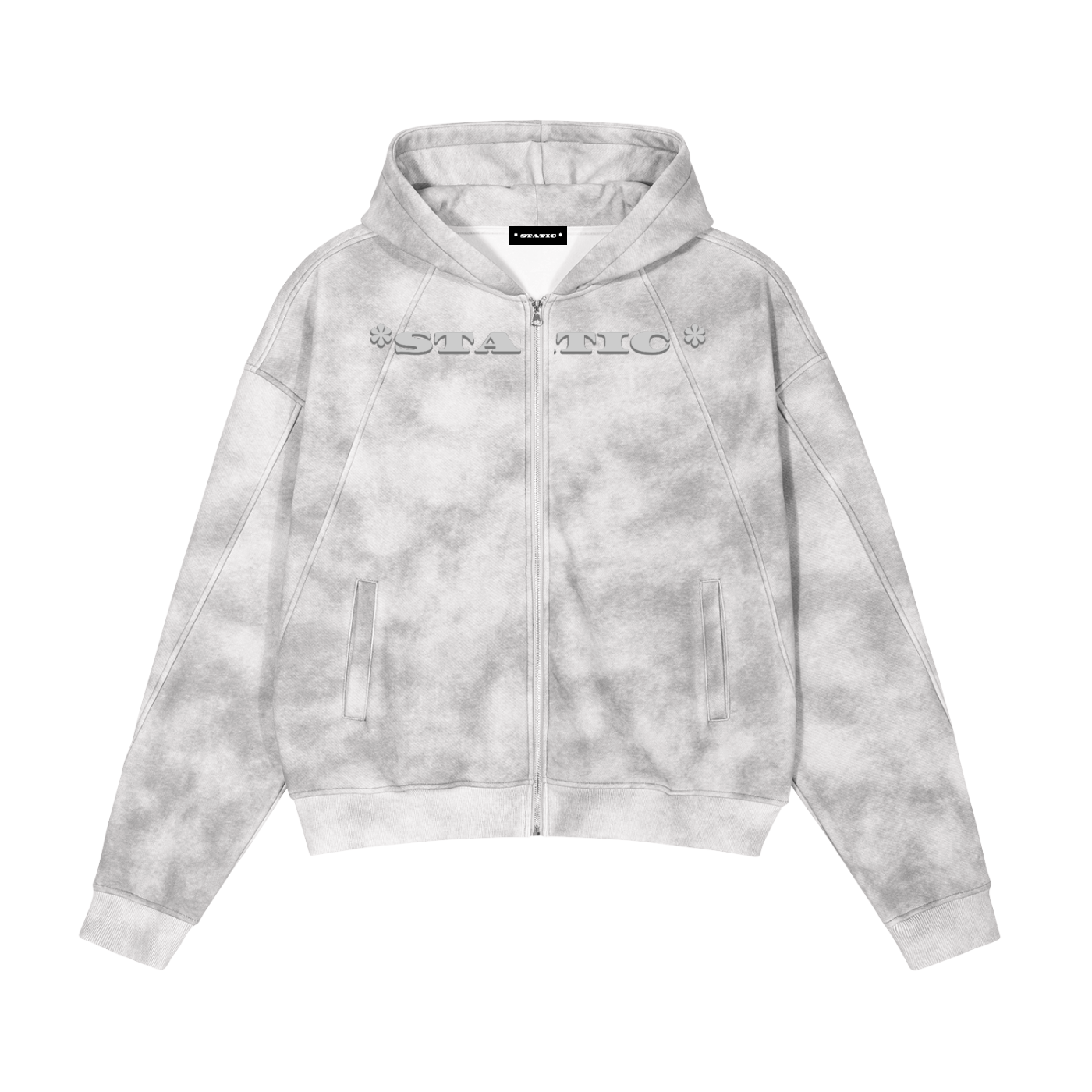 * STATIC * Dirty Washed Boxy Zip-up Fleece Hoodie